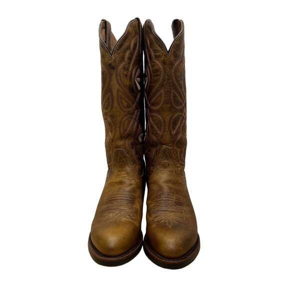 Tony Lama Women’s Brown Embroidered Leather Western 3R Cowgirl Boots Size 8B - Picture 2 of 12